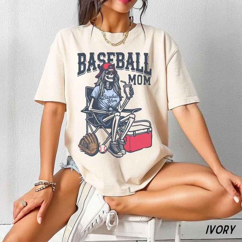 Comfort Colors Baseball Mom Shirt, Skeleton Baseball Mama Tee, Baseball Gift for Mom, Cute Baseball Mom T-shirt, That's...