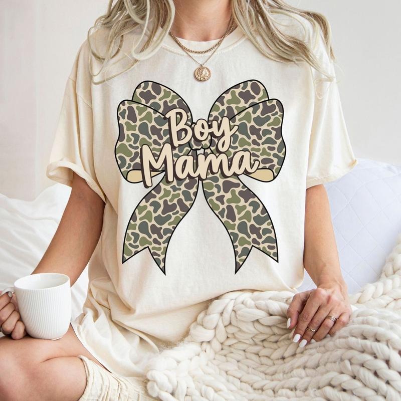 Comfort Colors Boy Mama Camo Coquette Bow Shirt, Boy Mama Shirt, Camo Coquette Shirt, Mom of boys Shirt, Mothers Shirt...