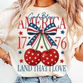 Comfort Colors Coquette America Cherries T-Shirt, July 4th T-Shirt, Girly 4th of July Shirt, Cherry Bow TShirt, Preppy...