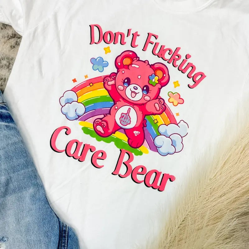 Comfort Colors Don't Care Bear Graphic Tee Hoodie, Sweatshirt | RetroVerseTees.com
