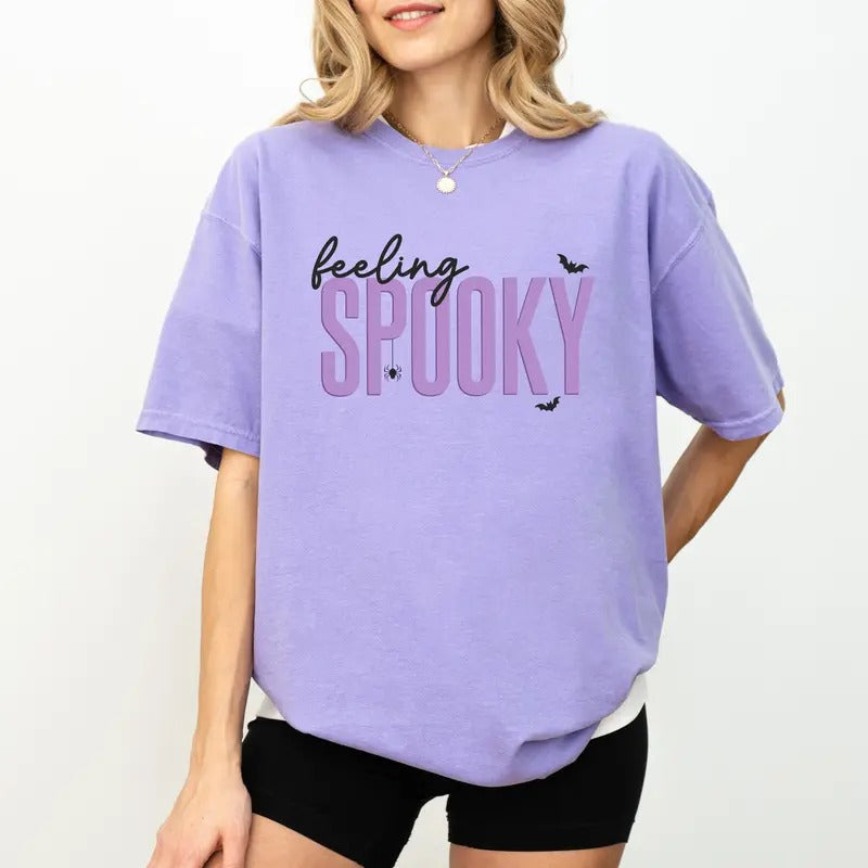 Comfort Colors Feeling Spooky Shirt, Spooky Season Graphic Tee, Spooky Vibes Unhinged Shirt, Funny Women T-shirt,...