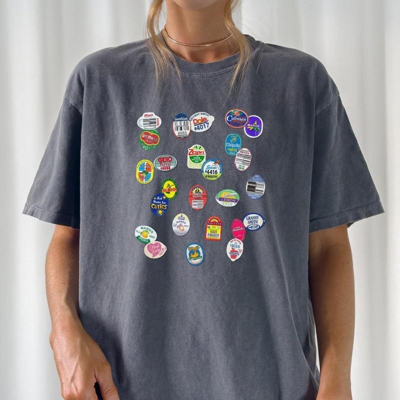 Comfort Colors Fruit Sticker Shirt, Summer Graphic Tee Hoodie, Sweatshirt | RetroVerseTees.com