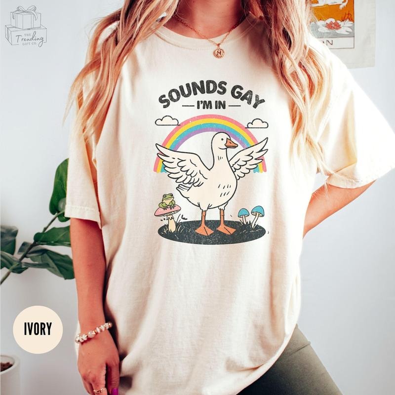Comfort Colors Funny Gay Pride T-Shirt, Silly Goose Sounds Gay I'm In Rainbow T-Shirt, Lgbtq Comfort Colors Queer...
