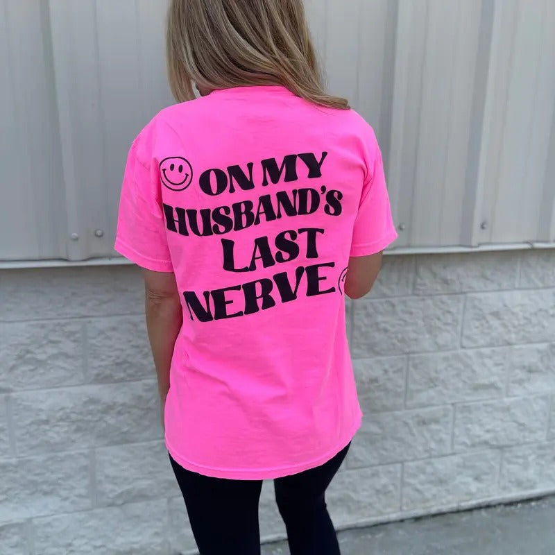 Comfort Colors Husband's Last Nerve Graphic Tee Hoodie, Sweatshirt | RetroVerseTees.com