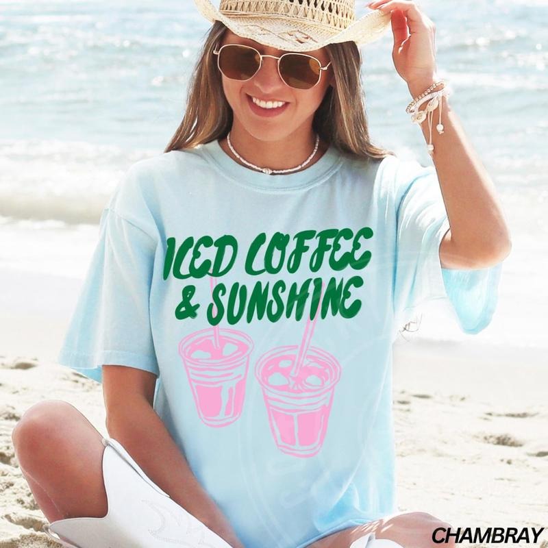 Comfort Colors Iced Coffee and Sunshine T-Shirt, Iced Coffee Shirt, Coffee Lover Gift, Summer Shirt, Summer Vibes...