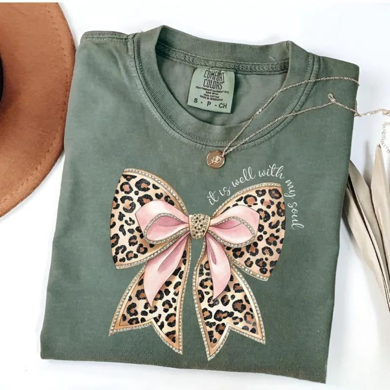 Comfort Colors It Is Well With My Soul Shirt, Pink Coquette Bow Religious Shirt, Coquette Bible Verse T-Shirt, Coquette...