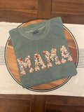 Comfort Colors Mama Embroidered Fall Floral Applique Short Sleeve Shirt   Best Price Hoodie, Sweatshirt | RetroVerseTees.com