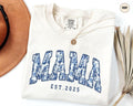 Comfort Colors Mama Est. T-Shirt, Toile De Jouy Custom Mama T-Shirt, Personalized Mothers Day Guft, New Mom Baby...