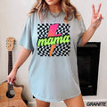 Comfort Colors Neon Mama Shirt, Checkered Mama Shirt, Lightning Bolt Shirt, Mothers Day Gift, Retro Checkered Mom Tshirt,...