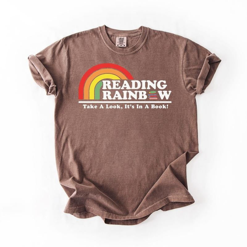 Comfort Colors Reading Rainbow Shirt, Take A Look, It's In A Book Shirt, Funny Bookworm Gift For Women, Book Nerd Graphic...
