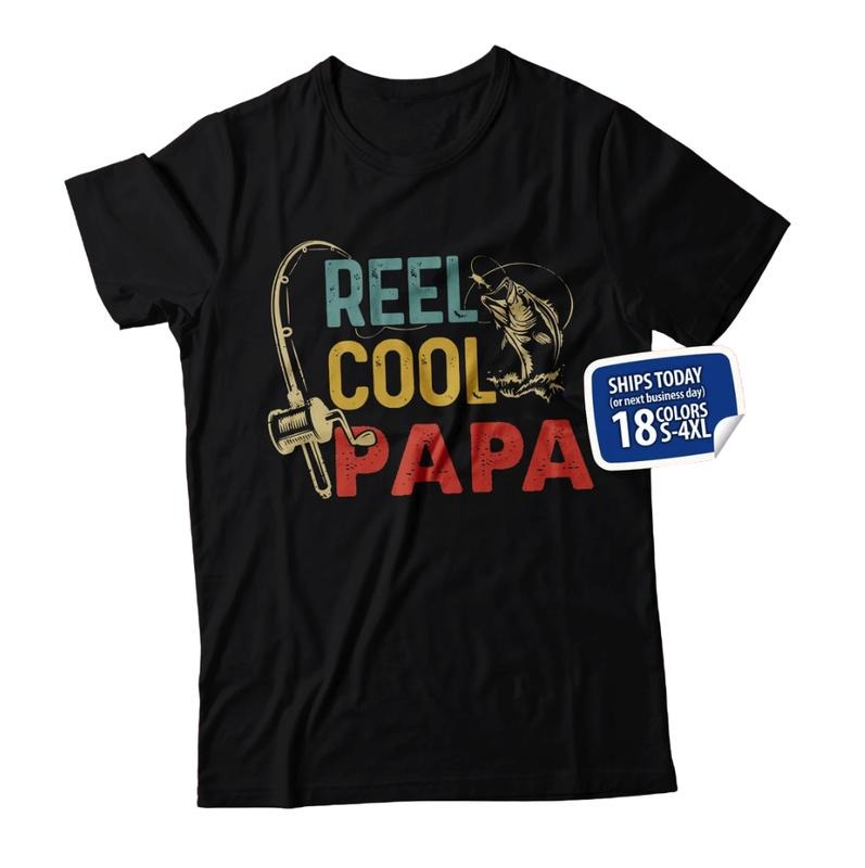 Comfort Colors Reel Cool Papa Shirt for Men, Papa Fishing T-Shirt, Papa Fisherman, Gift