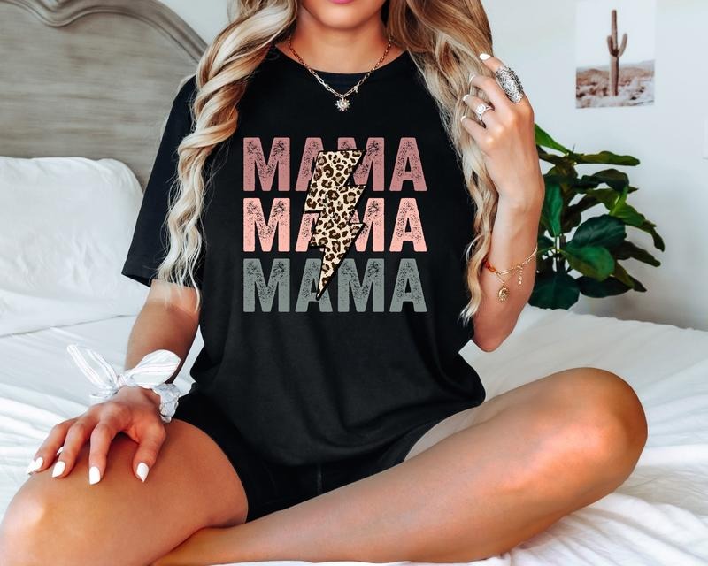 Comfort Colors Retro Mama Shirt, Leopard Mama Shirt, Mom Life Shirt,Motherhood Shirt, Cute Mom Shirt,Mothers Day...