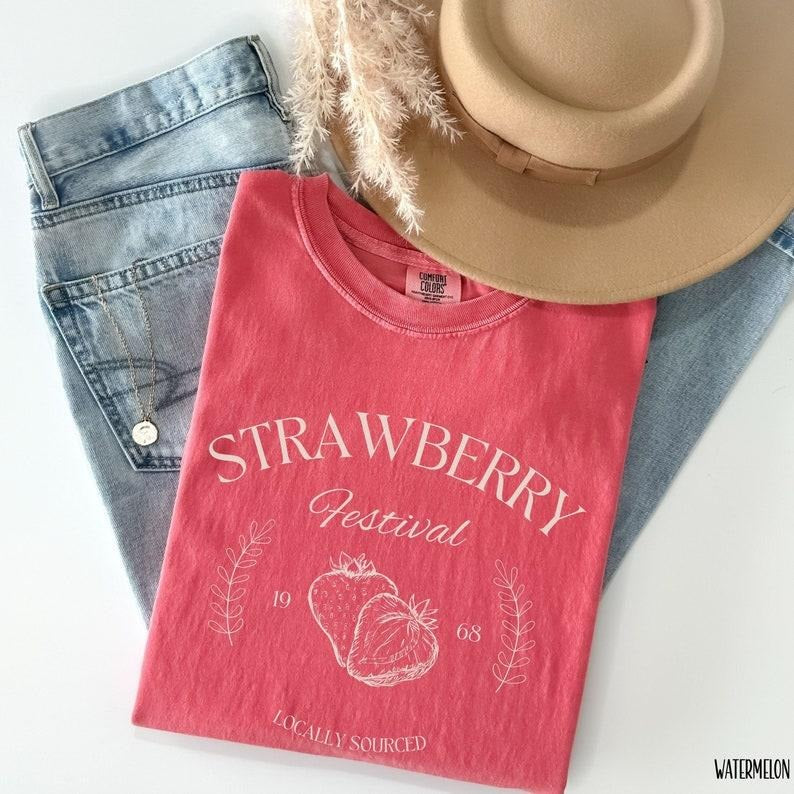 Comfort Colors Strawberry Festival Cottagecore Shirt, Strawberry Vintage TShirt, Strawberry Shirt, Summer Fruit...