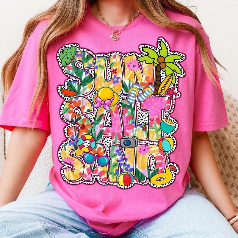Comfort Colors Sun Salt Sand T-Shirt, Retro Summer T-Shirt, Beach T-Shirt, Preppy Summer Shirt, Summer Vibes Shirt, Beach...