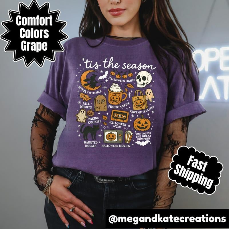 Comfort Colors Tis the Season Grape T-shirt - Spooky Season Tee Hoodie, Sweatshirt | RetroVerseTees.com