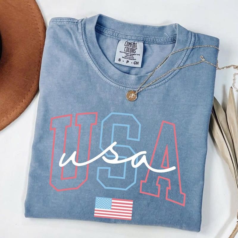 Comfort Colors USA T-Shirt, 4th Of July T-Shirt Women, Patriotic TShirt, Fourth Of July Tee, American Tee, July 4th...