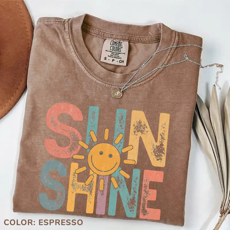 Comfort Colors Vintage Sunshine T-Shirt, Retro Beach Vacation T-Shirt, Beachy Vibes Tee, Retro Vacation Tee, Hello Summer...