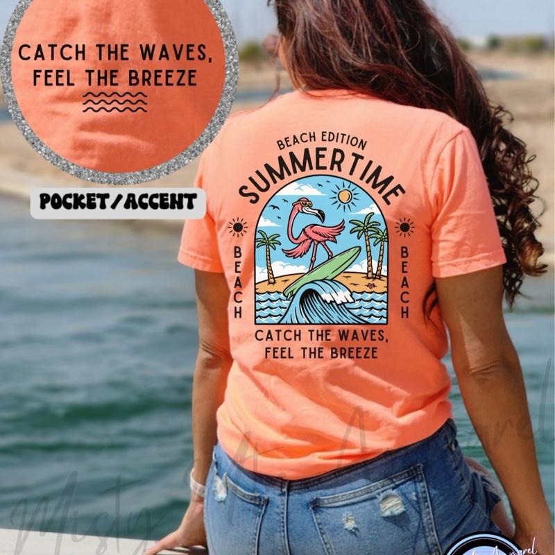 Comfort Colors Women's Summer Edition Short Sleeve Casual Cotton Graphic T-Shirt, "BEACH EDITION SUMMERTIME" Design