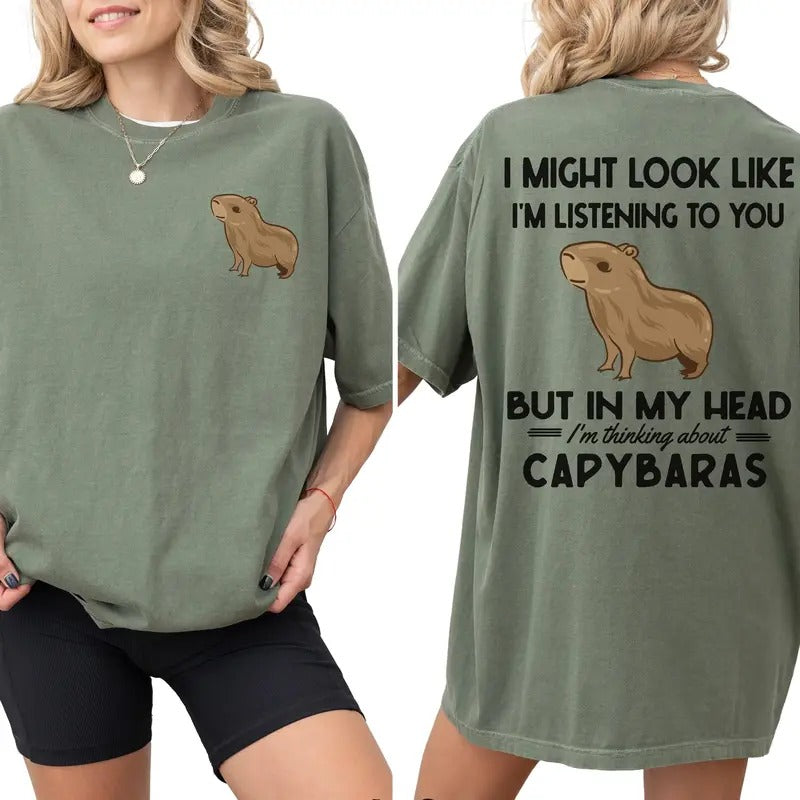 Comfort Colors, In My Head I am Thinking Of Capybaras Vintage Graphic Shirt Hoodie, Sweatshirt | RetroVerseTees.com