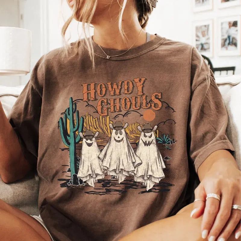Comfort colors Howdy Ghouls short sleeve casual cotton graphic tee Hoodie, Sweatshirt | RetroVerseTees.com