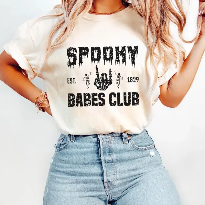 Comfort colors Spooky babes club short sleeve casual cotton graphic tshirt Hoodie, Sweatshirt | RetroVerseTees.com