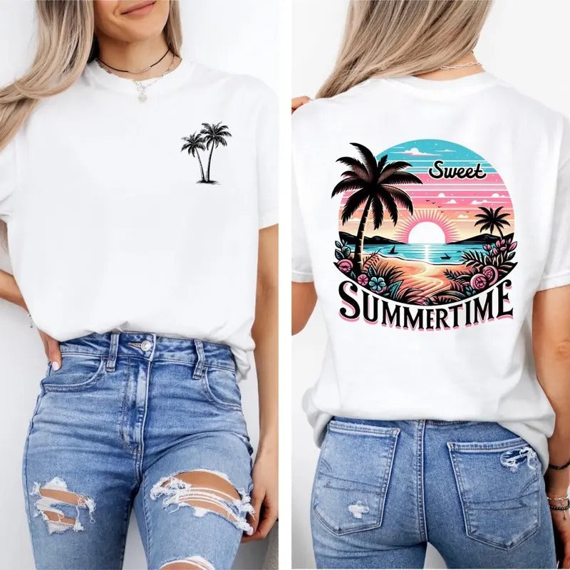 Comfort colors beach in summertime short sleeve cotton casual graphic tshirt Hoodie, Sweatshirt | RetroVerseTees.com