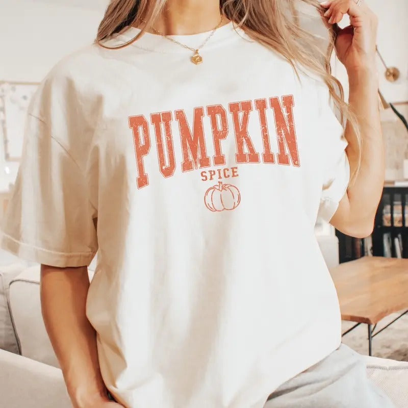 Comfort colors distressed pumpkin spice short sleeve casual cotton graphic tshirt Hoodie, Sweatshirt | RetroVerseTees.com