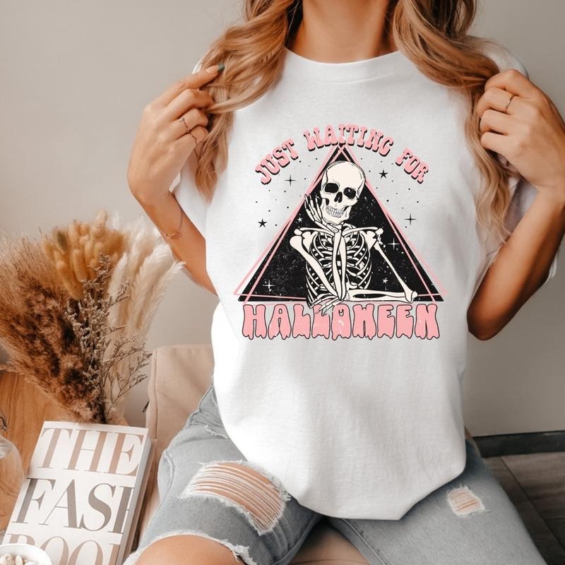Comfort colors waiting for Halloween short sleeve casual cotton graphic tshirt Hoodie, Sweatshirt | RetroVerseTees.com