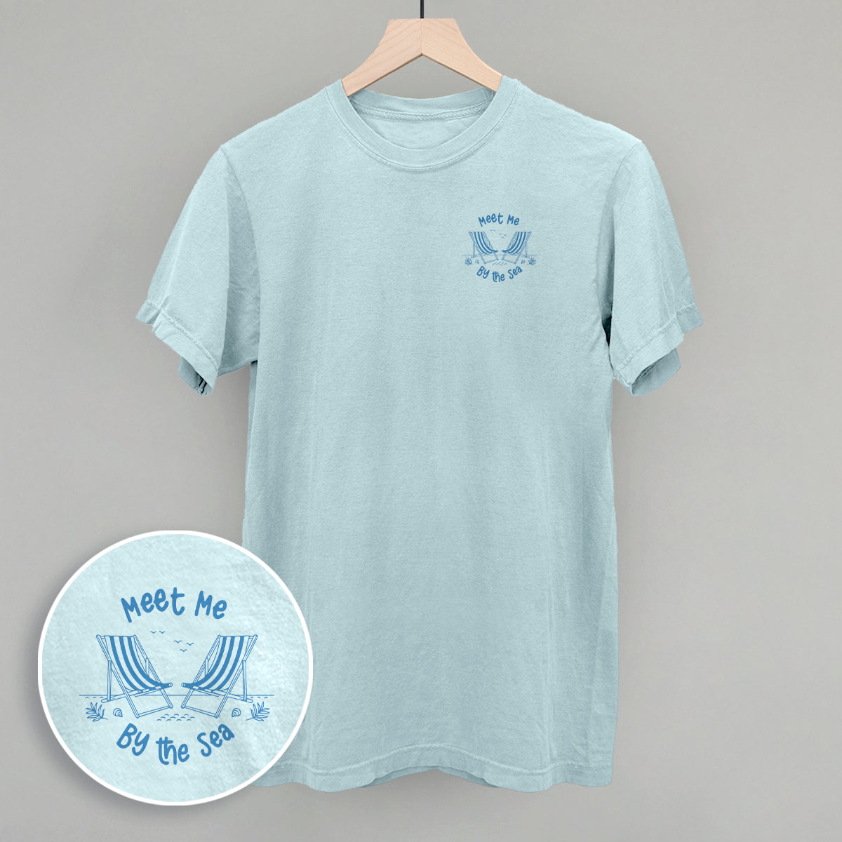 Meet Me By The Sea Beach Chairs (Left Chest) T-Shirts, Hoodie, Sweatshirt | RetroVerseTees.com (Image 1)