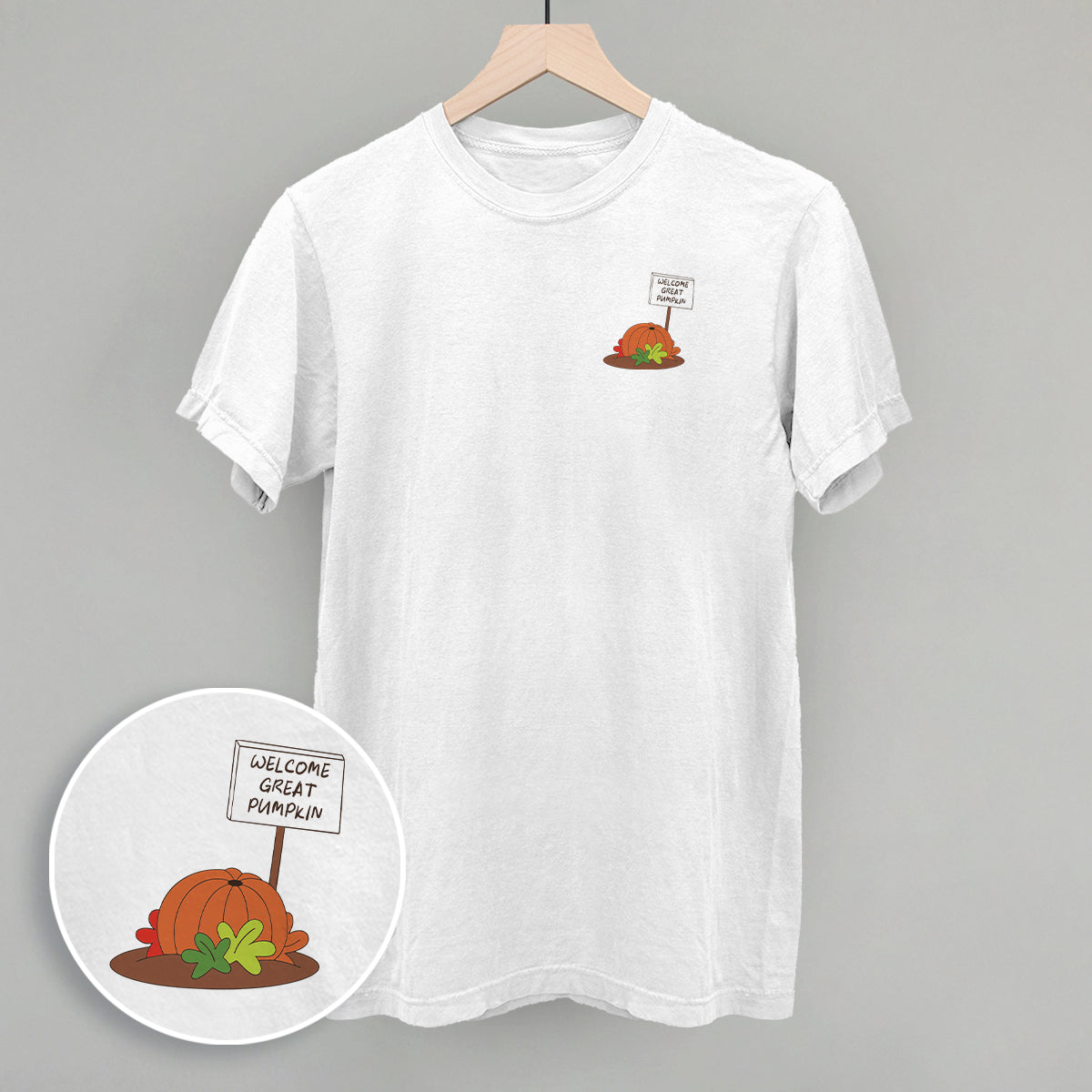Welcome Great Pumpkin (Left Chest) T-Shirts, Hoodie, Sweatshirt | RetroVerseTees.com (Image 1)