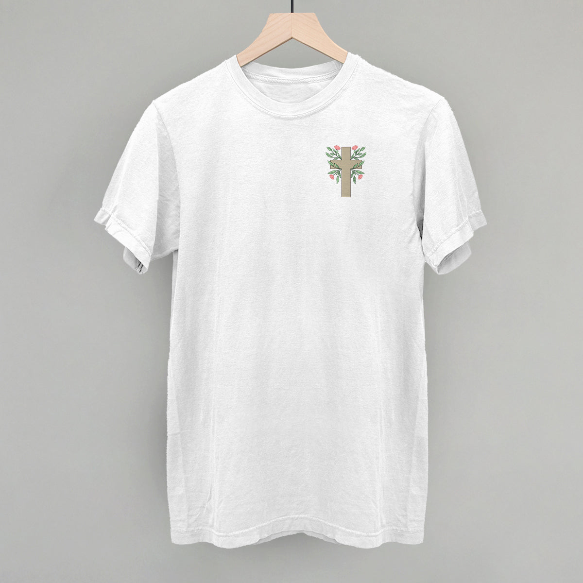 Floral Cross (Left Chest) T-Shirts, Hoodie, Sweatshirt | RetroVerseTees.com (Image 1)