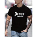 Comfortable Jesus Loves You Graphic Print T-Shirt - Men's Casual Short Sleeve Summer Tee with Soft Fabric and Relaxed Fit...