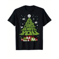 Comfortable and breathable high-quality men's crewneck T-shirt, Christmas tree print men's cotton T-shirt, graphic...