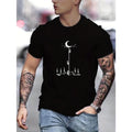 Comfy Men's Astronaut & Moon Print Short Sleeve T-Shirt