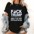 Controversial Black Lightsaber brand - Shirt with 'Fck Trump Gunpla brand Fck You for Voting for Him' Message - WB shield...