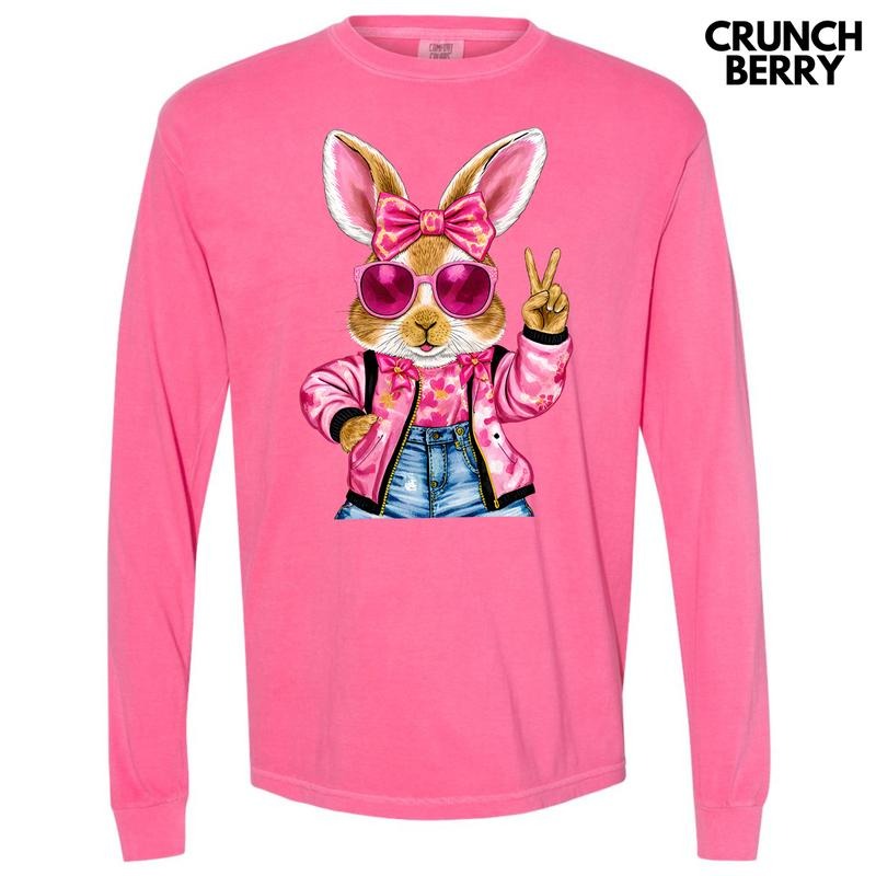 Cool Girl Bunny Long Sleeve Comfort Colors T-Shirt 'NLB' Hoodie, Sweatshirt | RetroVerseTees.com