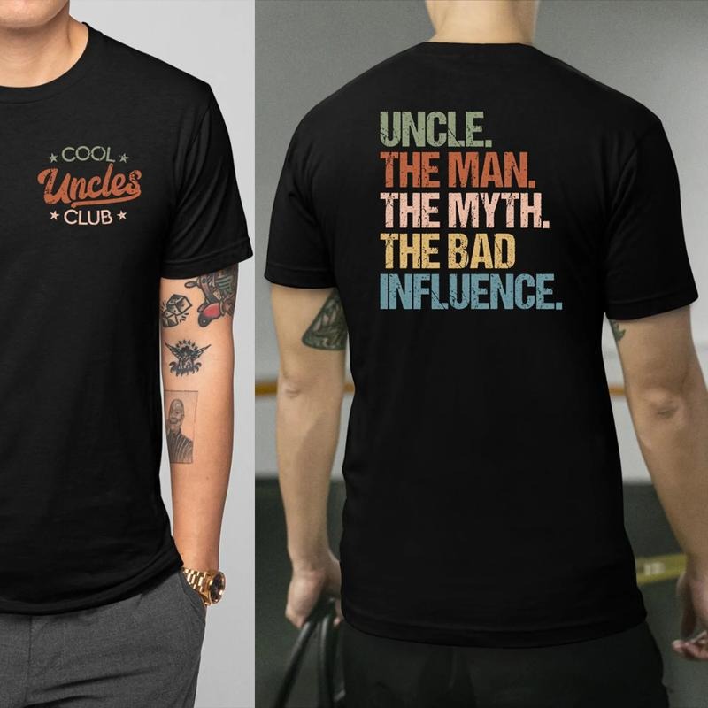 Cool Uncles Club The Man Myth Bad Influence Double Sides Shirt, Funny Uncle Gifts, Best Uncle Ever Shirt, Cool Uncle...