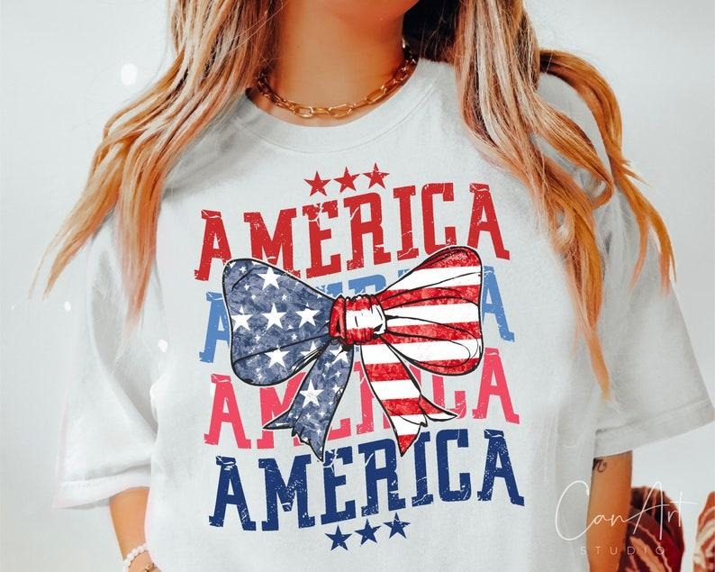 Coquette American Flag, 4th Of July, Fourth Of July Print T-Shirt Hoodie, Sweatshirt | RetroVerseTees.com
