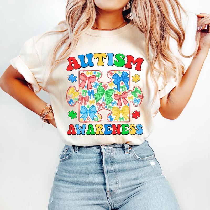Coquette Autism Awareness Puzzle Piece DTF Transfer - THIS IS NOT A SHIRT Hoodie, Sweatshirt | RetroVerseTees.com