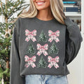 Coquette Bow Christmas Sweatshirt, Christmas Tree Shirt, Christmas Sweatshirt, Girly Christmas Sweater, Coquette Bow...
