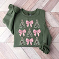 Coquette Bow Christmas Sweatshirt, Christmas Tree Sweatshirt, Christmas Sweatshirt, Girly Christmas Sweater, Coquette Bow...
