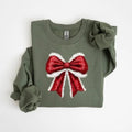 Coquette Bow Christmas Sweatshirt,hoodie, Christmas Bow T-Shirt, Cute Christmas sweatshirt, Girly Christmas Sweater, Faux...