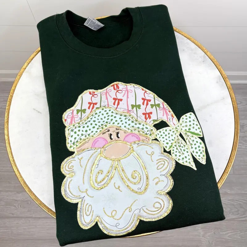 Coquette Bow Santa Sweatshirt T-Shirts, Hoodie | RetroVerseTees.com