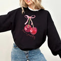 Coquette Cherry Sweatshirt,  Words On Back Coquette Bow Womenswear Sweatshirt, Trendy Ribbon Sweatshirt, Cute Coquette...