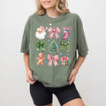 Coquette Christmas Shirt Comfort Colors, Pink Bow Christmas Graphic Tee, Retro Holiday Vibes Crewneck, Trendy Santa...