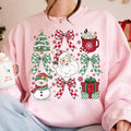 Coquette Christmas Sweatshirt, Christmas trendy 2024 T-Shirt, Retro Holidays, Hot Cocoa, Candy Cane, Santa Coquette Bow...