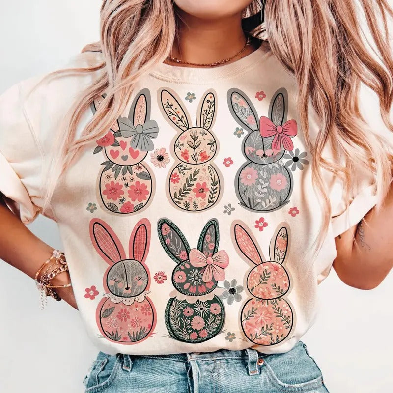 Coquette Easter Bunny Floral DTF Transfers - THIS IS NOT A SHIRT Hoodie, Sweatshirt | RetroVerseTees.com