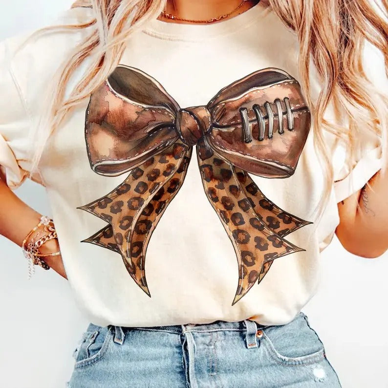 Coquette Football tshirt,Football Bow tshirt,Retro Football Bow tshirt,Fall Coquette Bow tshirt,Fall Football Shirt...