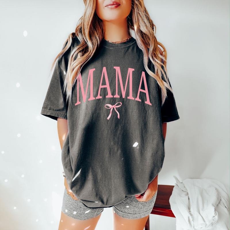 Coquette Mama Shirt, Coquette Bow T-shirt for Mom, Mothers Day Gift, Girly Mama Outfit Hoodie, Sweatshirt