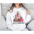 Coquette Mexican Christmas Sweatshirt with Pan Dulce and Chocolate Design, Unisex Holiday Hoodie for a Cozy Pink...